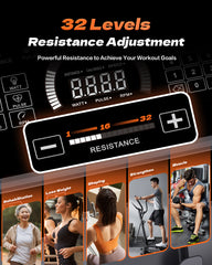 GYMOST Elliptical Machine, Elliptical Exercise Machine for Home with Hyper-Quiet Magnetic Drive System, Elliptical Trainer with 32 Resistance Levels, Large LED Monitor