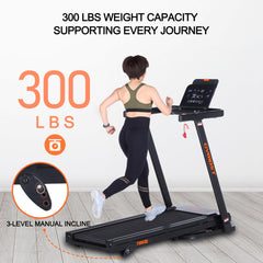 GYMOST Treadmills for Home 2.5HP Folding Treadmill with LCD Display,Incline Treadmill 300 LBS Weight Capacity for Walking and Running Exercise Machine